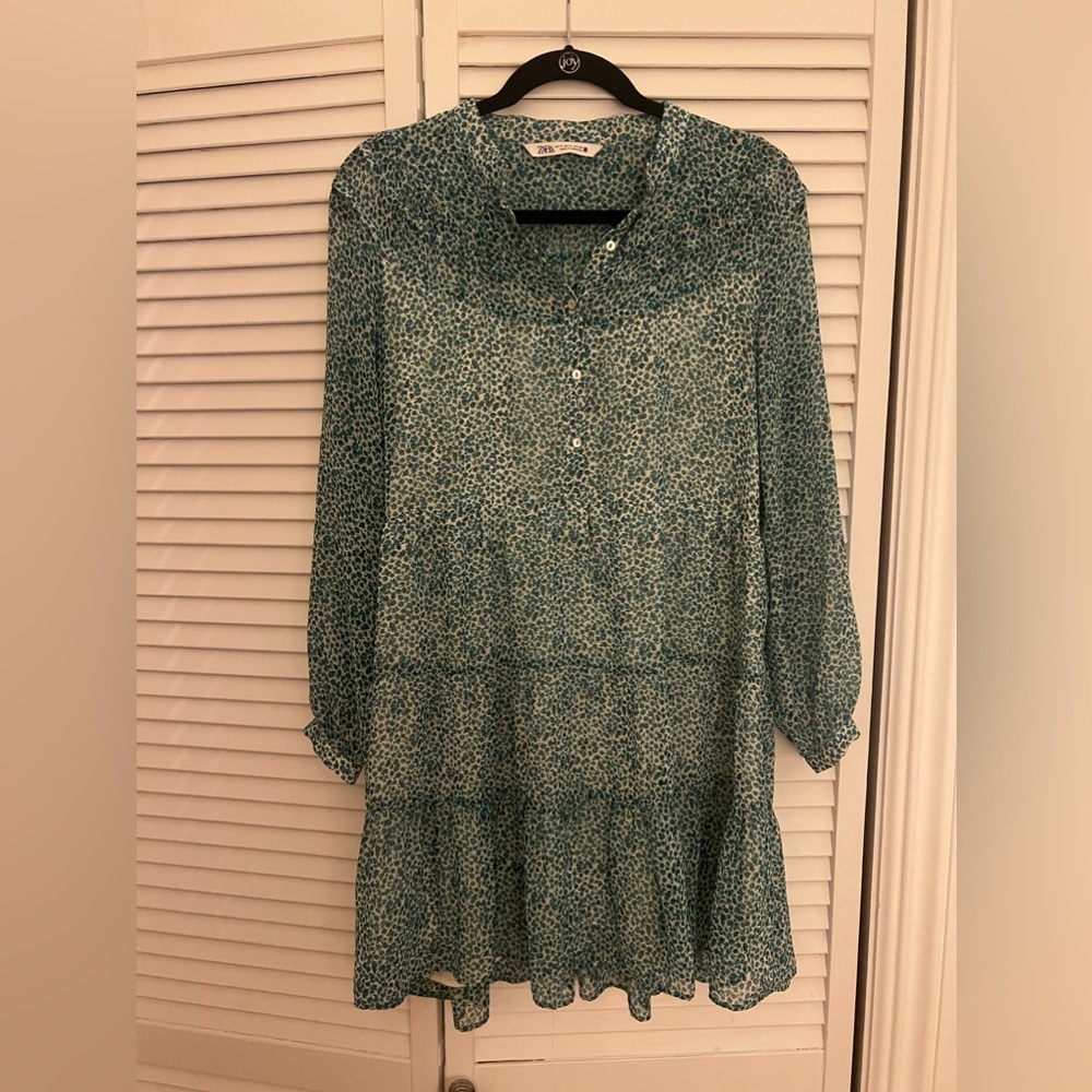 Zara Green Long Sleeve Dress